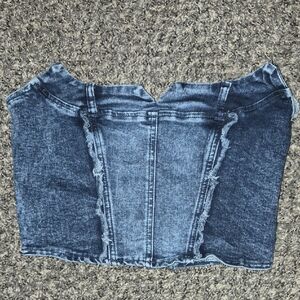 Sincerely Jules Blue Denim Crop Top